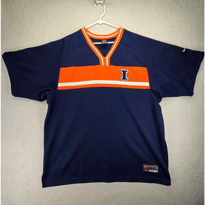 University of Illinois Basketball Shootaround Shirt Mens XXL Blue Orange Warm Up